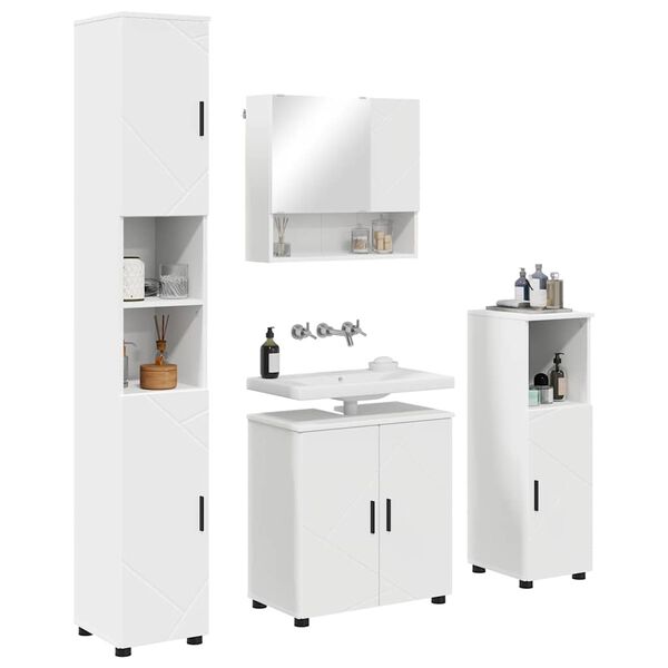 vidaXL Ensemble de mobilier de salle de bain Montage mural 4 pcs Blanc