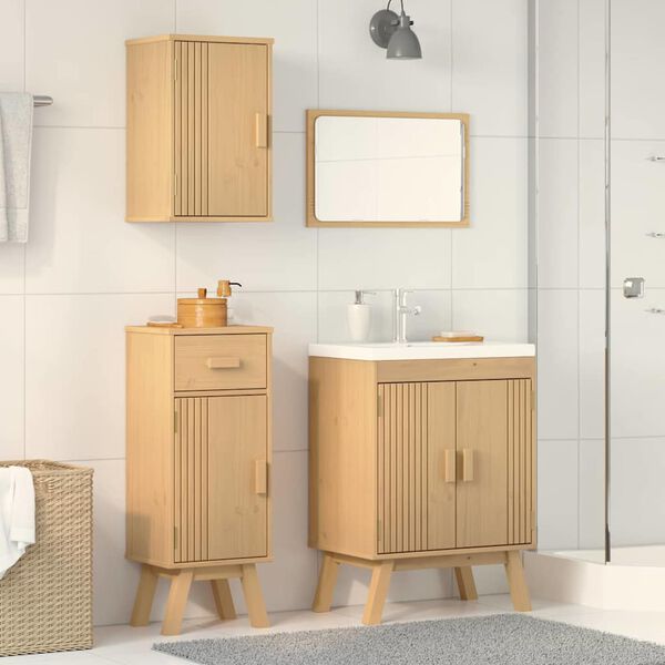 vidaXL Ensemble de mobilier de salle de bain avec tiroir 3 pcs Marron