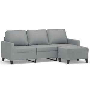 vidaXL Canap&eacute; &agrave; 3 places avec repose-pieds Gris clair 180 cm Tissu