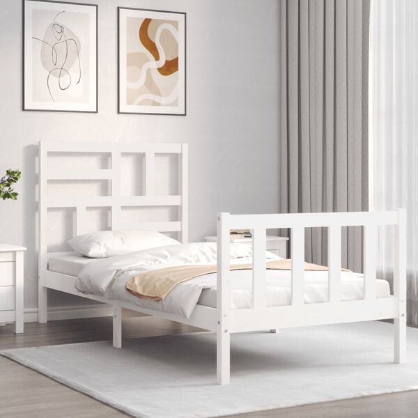 vidaXL Cadre de lit sans matelas blanc bois de pin massif