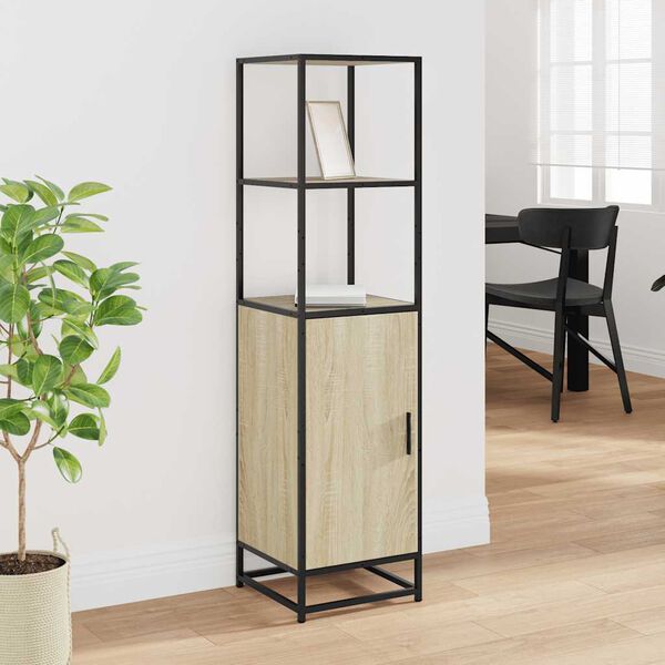 vidaXL Buffet haut ch&ecirc;ne sonoma 35,5x35x139 cm bois d'ing&eacute;nierie m&eacute;tal
