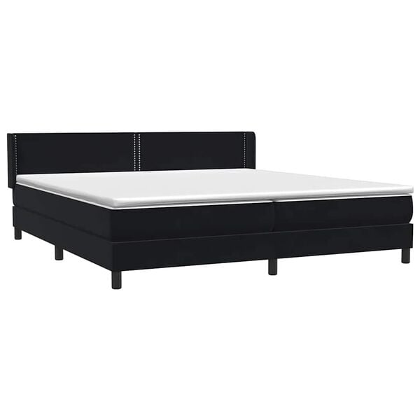 vidaXL Sommier &agrave; lattes de lit avec matelas noir 180x210 cm velours