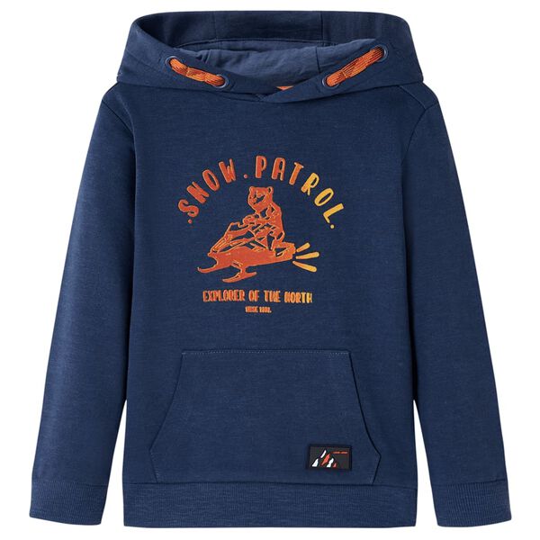 Sweatshirt &agrave; capuche pour enfants m&eacute;lange bleu marine et orange 128