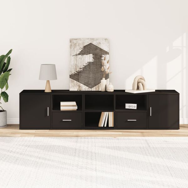 vidaXL Armoire d'angle noir 200x40x45 cm bois d&rsquo;ing&eacute;nierie