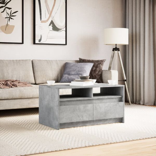 vidaXL Table basse avec lumi&egrave;res LED gris b&eacute;ton bois d'ing&eacute;nierie