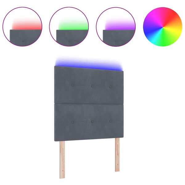 vidaXL T&ecirc;te de lit LED avec des lumi&egrave;res &agrave; LED Gris 100 cm Polyester