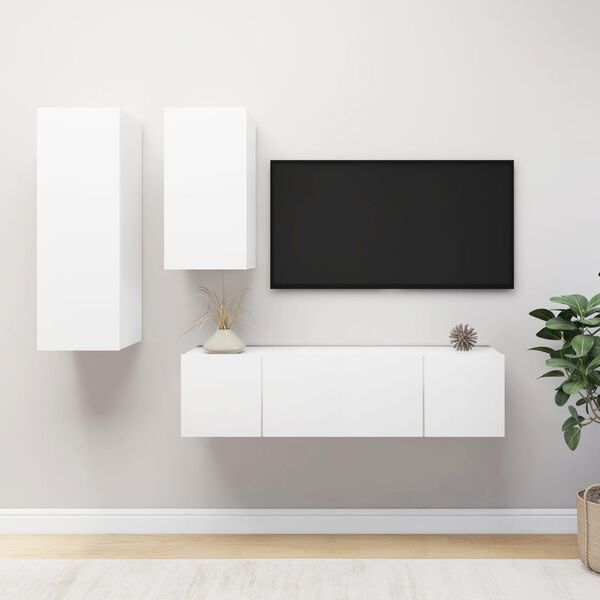 vidaXL Ensemble de meubles TV 4 pcs Blanc Bois d'ing&eacute;nierie
