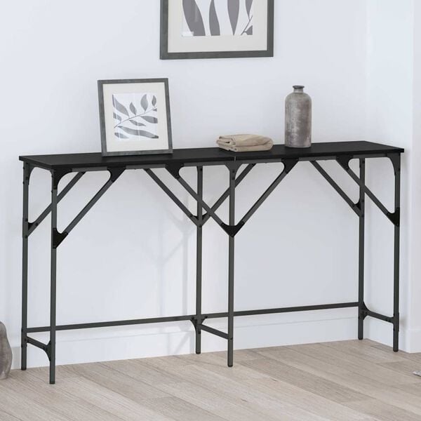 vidaXL Table console Ch&ecirc;ne noir 140 x 29 x 75 cm Bois d'ing&eacute;nierie