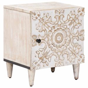 vidaXL Cabinet de chevet Blanc 40 x 33,5 x 46 cm Bois de mangue massif