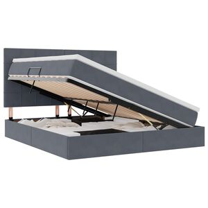 vidaXL Lit avec rangement et LED Gris fonc&eacute; 160 x 200 cm Velours