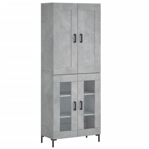 vidaXL Buffet haut Gris b&eacute;ton 69,5x34x180 cm Bois d'ing&eacute;nierie