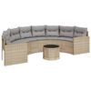 vidaXL Canap&eacute; de jardin table coussins demi-rond beige r&eacute;sine tress&eacute;e