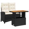 vidaXL Ensemble &agrave; manger de jardin coussins 2pcs noir r&eacute;sine tress&eacute;e