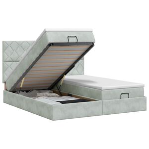 vidaXL Lit ottoman avec matelas 2 pc Gris clair Velours