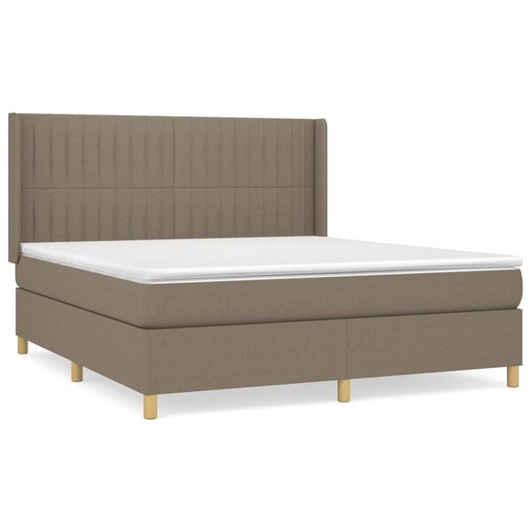vidaXL Sommier &agrave; lattes de lit avec matelas Taupe 180x200 cm Tissu