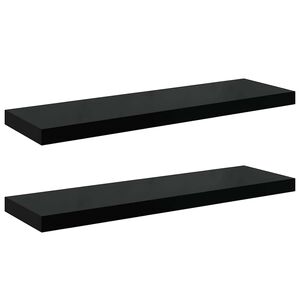 vidaXL &Eacute;tag&egrave;re murale flottante 2 pcs Noir brillant 80x23,5x3,8 cm MDF