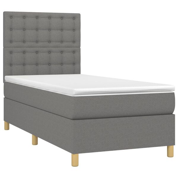 vidaXL Sommier &agrave; lattes de lit avec matelas Gris fonc&eacute; 100x200cm Tissu