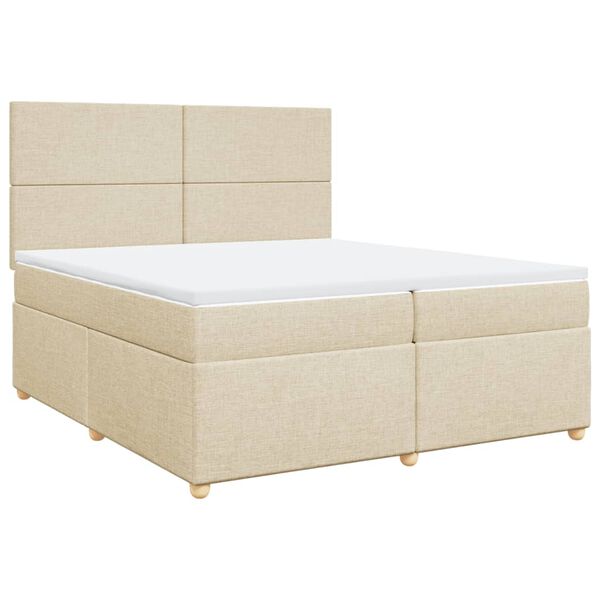 vidaXL Sommier &agrave; lattes de lit avec matelas Cr&egrave;me 200x200 cm Tissu
