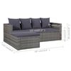 vidaXL Salon de jardin 4 pcs avec coussins Résine tressée Gris