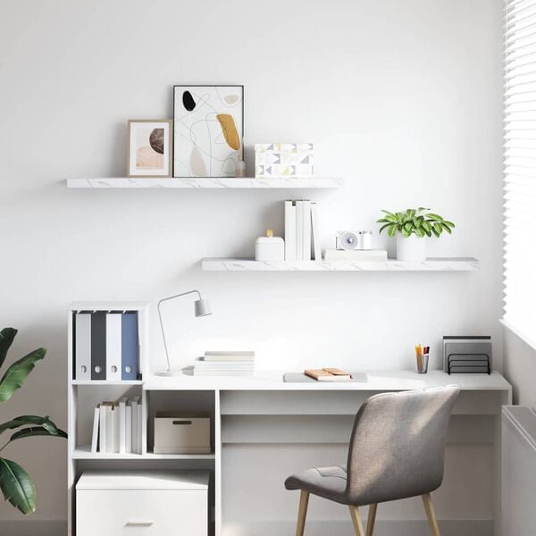 vidaXL Étagère Murale 2 pcs Marbre blanc 120 x 23,5 x 4 cm