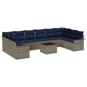 vidaXL Ensemble de canap&eacute; de jardin 11 pcs Gris polyrotin