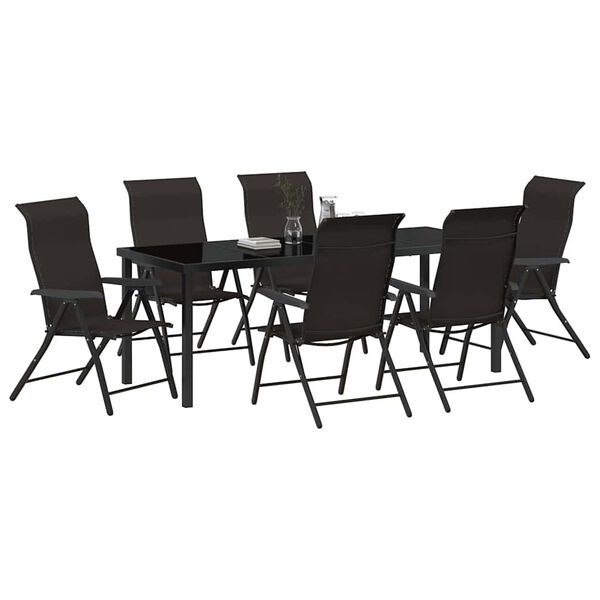 vidaXL Ensemble de salle &agrave; manger pour jardin 7 pcs Noir caf&eacute;