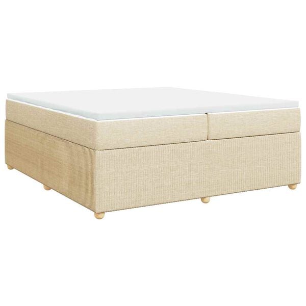 vidaXL Sommier &agrave; lattes de lit avec matelas Cr&egrave;me 200x200 cm Tissu