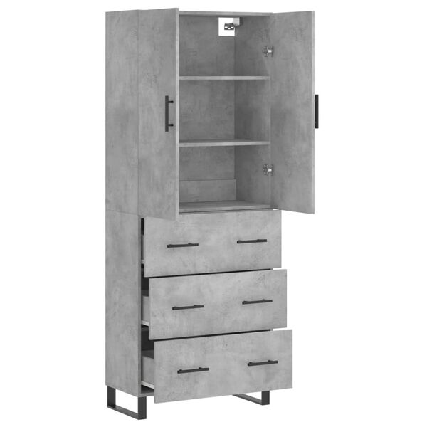 vidaXL Buffet haut Gris b&eacute;ton 69,5x34x180 cm Bois d'ing&eacute;nierie