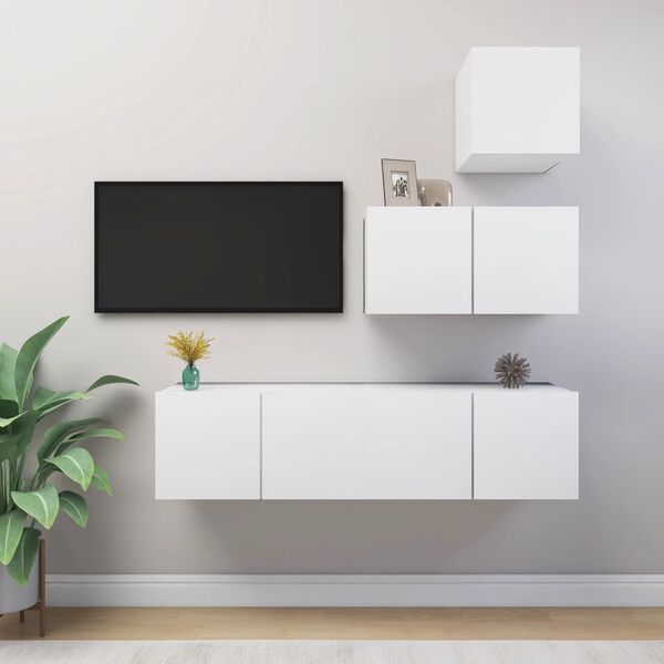 vidaXL Ensemble de meubles TV 4 pcs Blanc Bois d'ing&eacute;nierie