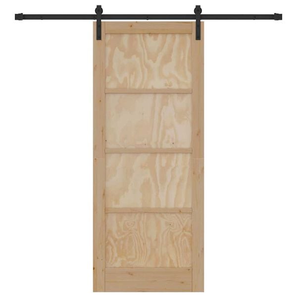 vidaXL Porte coulissante Naturel et Noir 83 x 202 cm Pin massif