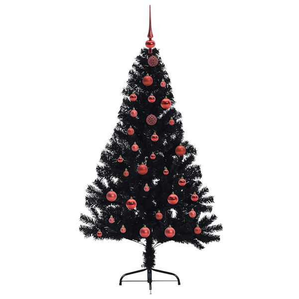 vidaXL Sapin de No&euml;l artificiel pr&eacute;-&eacute;clair&eacute; Noir 150 cm PVC