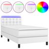 vidaXL Sommier &agrave; lattes de lit avec matelas et LED Blanc 90x190cm