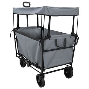 vidaXL Chariot de courses pliant avec freins Gris 105 x 56,5 x 116 cm