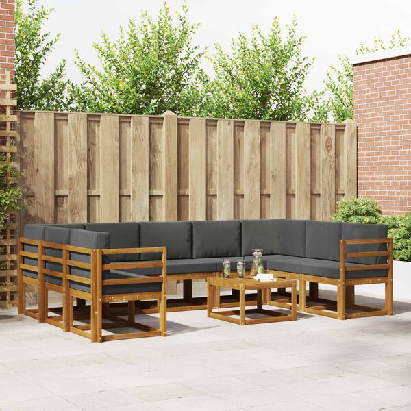 vidaXL Ensemble de canap&eacute;s d'ext&eacute;rieur 10 pcs Naturel et Anthracite