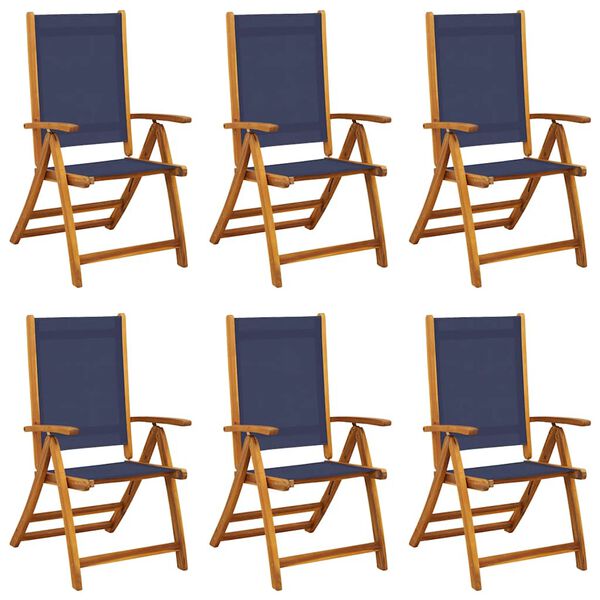 vidaXL Chaises pliables de jardin lot de 6 bois d'acacia et textil&egrave;ne