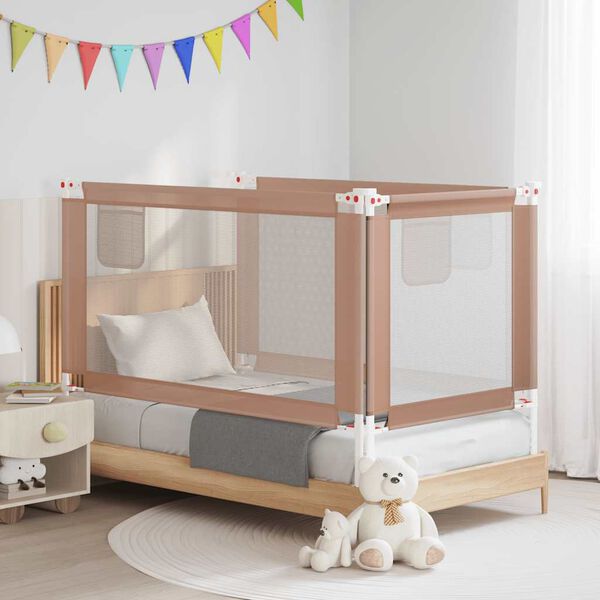vidaXL Barri&egrave;re de s&eacute;curit&eacute; de lit d'enfant Taupe 140x25 cm Tissu