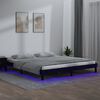 vidaXL Cadre de lit &agrave; LED sans matelas noir 120x190 cm bois massif