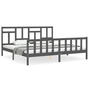 vidaXL Cadre de lit sans matelas gris 200x200 cm bois massif de pin