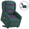 vidaXL Fauteuil inclinable de massage électrique Vert foncé Tissu