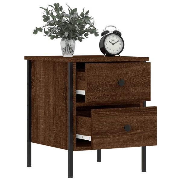 vidaXL Tables de chevet 2pcs chêne marron 40x42x50cm bois d'ingénierie