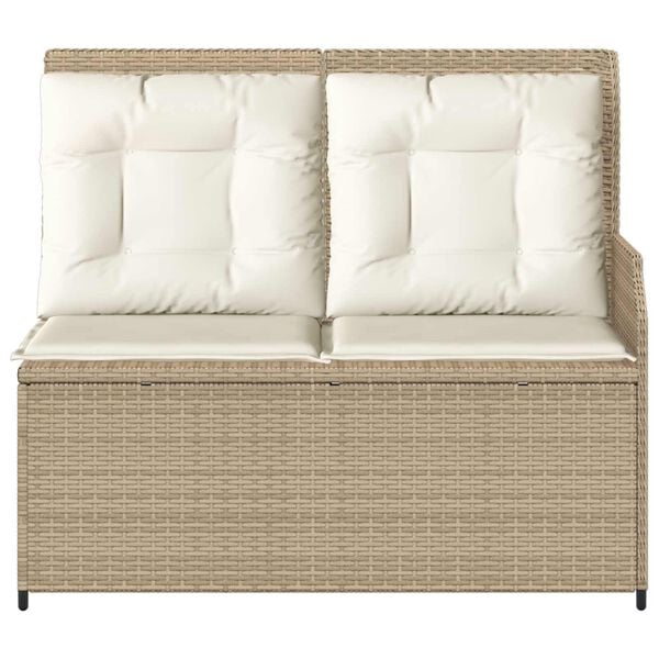 vidaXL Banc de jardin avec coussin Beige Poly rotin