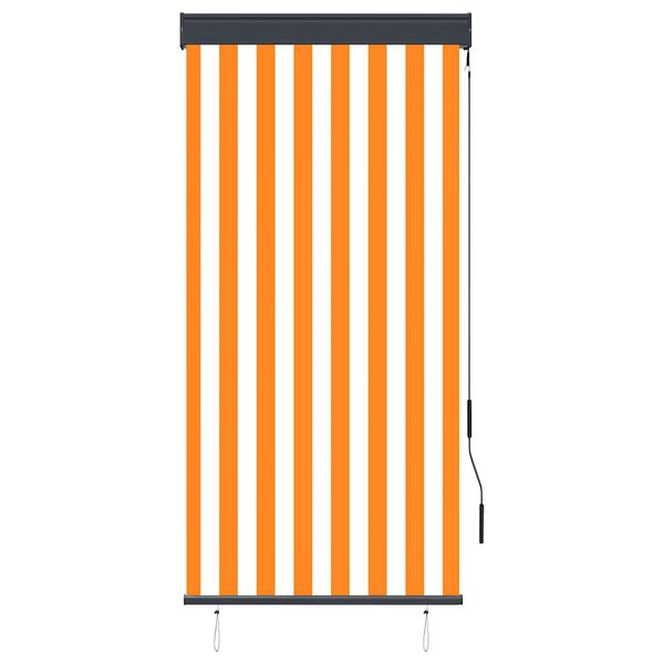 vidaXL Store roulant d'ext&eacute;rieur 80x250 cm Blanc et orange