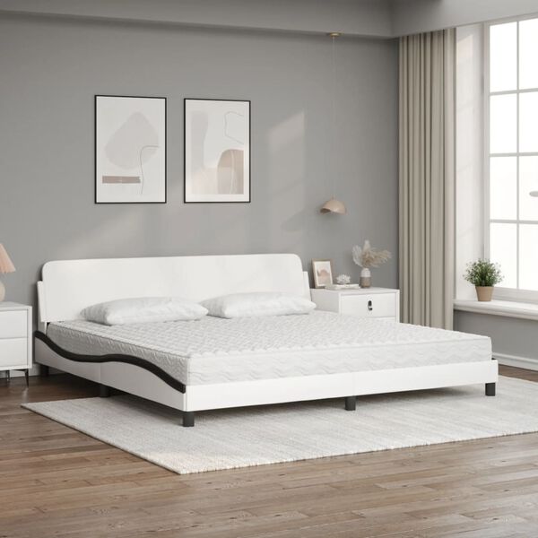 vidaXL Lit avec matelas Dover blanc et noir 200x200 cm similicuir