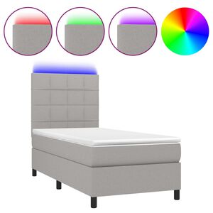 vidaXL Sommier &agrave; lattes de lit avec matelas et LED Gris clair 80x200cm
