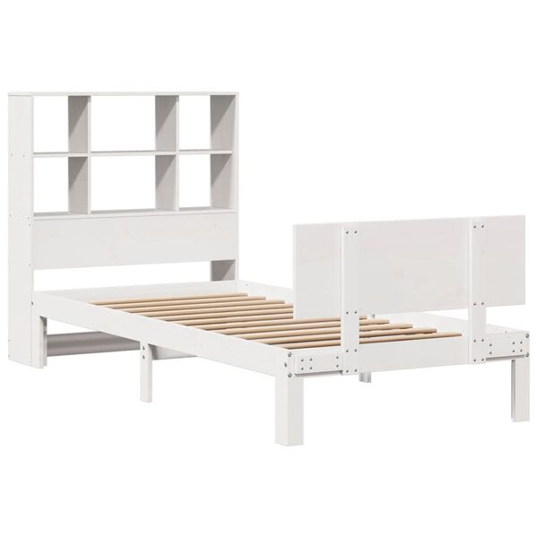 vidaXL Lit biblioth&egrave;que sans matelas blanc 90x190cm bois de pin massif