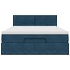 vidaXL Cadre de lit ottoman avec matelas bleu fonc&eacute; 140x190 cm velours