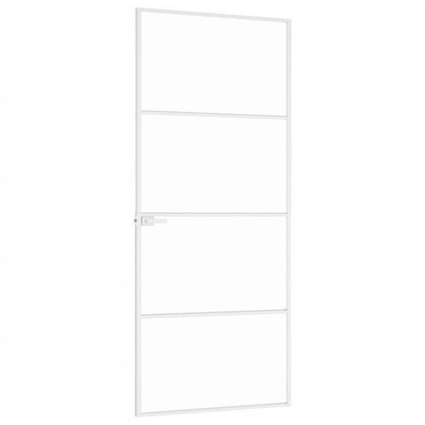 vidaXL Porte d'intérieur Blanc 83x201,5 cm Trempé verre aluminium fin