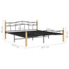 vidaXL Cadre de lit sans matelas noir m&eacute;tal bois ch&ecirc;ne 200x200 cm