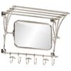 vidaXL Porte-bagages avec cintres et miroir mural aluminium