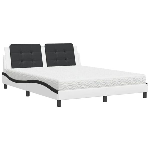vidaXL Lit avec matelas Zadar blanc et noir 160x200 cm similicuir